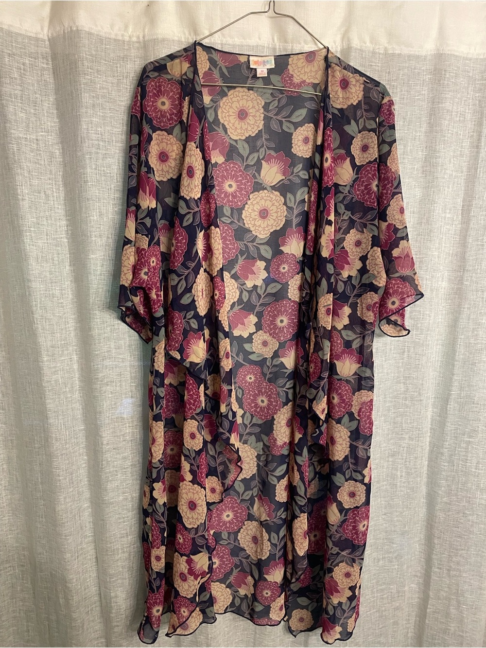 Purple Flower Power Sheer Kimono Cover-up